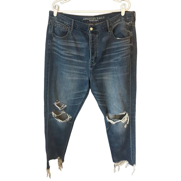 American Eagle Denim - American Eagle Hi-Rise Girlfriend Jeans Five Button Closure Size 16